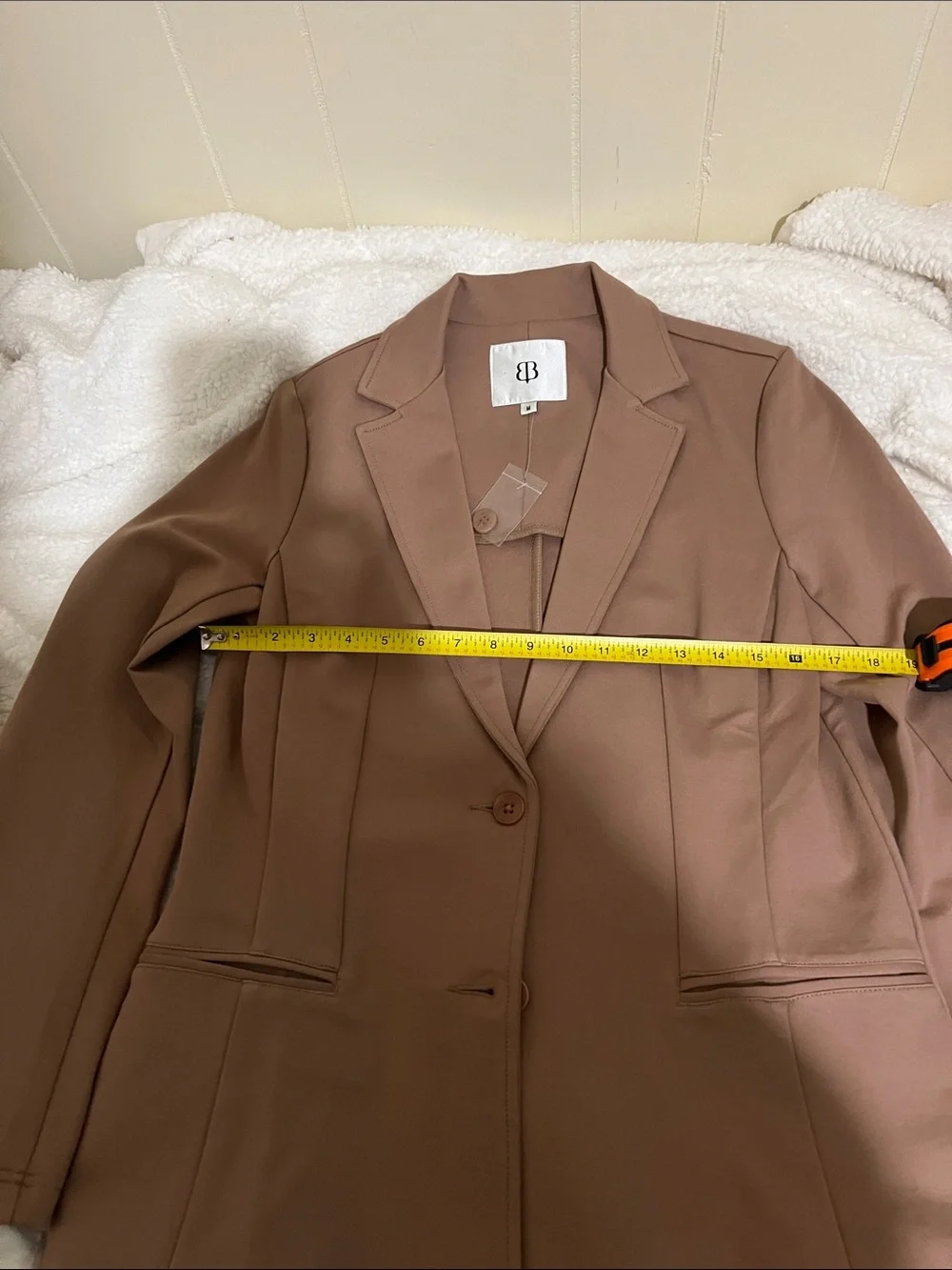 NWOT Betabrand Women's Tailored Light Brown Blazer Jacket Size M